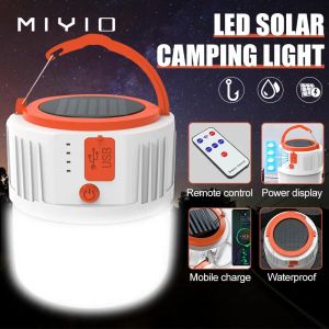 MIYIO 400W LED Solar Camping Light Outdoor Portable Emergency Light USB Rechargeable LED Light Bulb Waterproof Led Night Market Light with Reomte Lanterns For BBQ Hiking