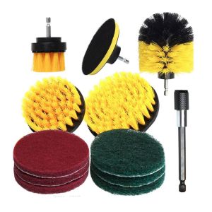Bộ Bàn Chải 12 món Gắn Máy Khoan Cọ Rửa Cầm Tay Đa Năng Bàn Chải Vệ Sinh Nhà Tắm Sofa Chà Sàn Đánh Giày Đánh bóng Rửa Xe