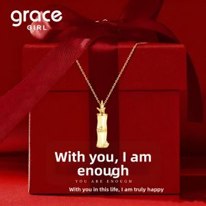 Grace Girl | Bamboo Motif Hetian Jade Necklace Gift