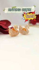 Cute Jewelry Anting Dewasa Tusuk Bulat Mata Perhiasan Wanita Lapis Emas AT 219