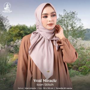 HIJAB SEGIEMPAT VOAL MIRACLE ICON STITCH BAHAN COTTON VOAL MIRACLE SIZE 110X110CM