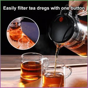 【On Sale⚡】One-Touch Filter Tea Set One-Touch Filter All-Glass Elegant Cup Home Kung Fu Tea Set Tea Maker Heat-Resistant Filter Teapot 一键过滤茶具