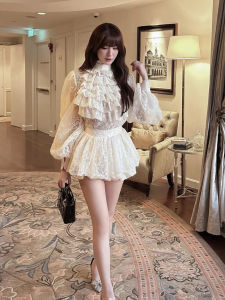 Lace Embroidered Retro Court Style Womens Suit Dress