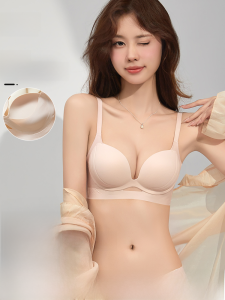 Lorus Lift Womens Underwear Seamless Anti-Sagging Side Fatigue Reduction 2025 New Style Gathered Bra Fixed Strap V-Cup