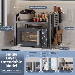 Extendable Multi-level Adjustable Height Kitchen Storage Rack