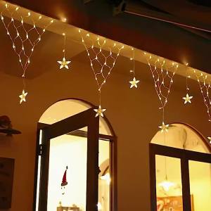 Đèn LED Lưới Lưới Cổ Tích Đèn Ngoài Trời Chống Nước EU/Mỹ Cắm Giáng Sinh Vòng Hoa Màn Dây Ngày Lễ Trang Trí Tiệc Trắng Ấm Lưới