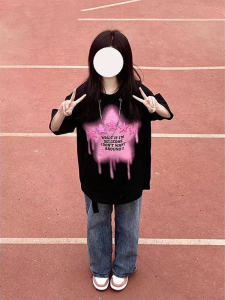 plus Size Womens T-Shirt Short Sleeve Loose Fit Summer Butterfly Knot Print Sweet Cool Style Cotton Oversize Top