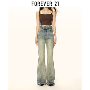 Forever 21 American Retro High Waist Wide Leg Denim Jeans Women Spring Autumn New Style Slimming Horse Hoof Floor-Length Pants