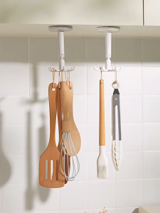 Ecoco Wall-mounted Hook 6-claw Hanger for Kitchen and Bathroom Use 360-degree Rotatable