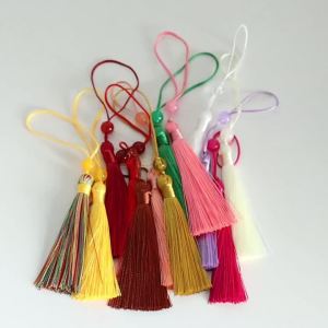10pcs Polyester Silk Tassel Fringe 12cm Tassels Handmade Soft Craft Tassels Mini Beaded Tassels for Bookmarks Jewelry Making