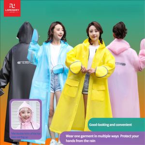 Lordwey Áo Mưa dài thời trang không thấm nước áo mưa nam nữ dáng poncho có mũ dày EVA Áo khoác mưa ngoài trời cho đi xe đạp đi bộ đường dài