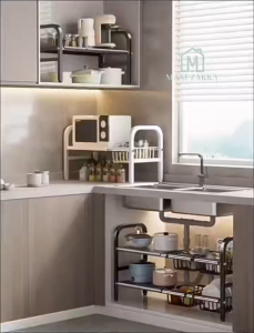 🇸🇬 Ready Stock 🔧Expandable Under Sink Rack Organizer Adjustable Shelf for Kitchen/Bathroom Storage