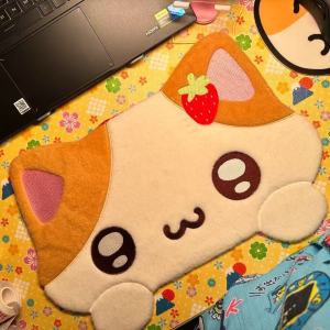New Japanese Kitten Table Mat Fabric Thickened Desktop Decoration Posing Props High-looking Dormitory Students Posing Mat Cute