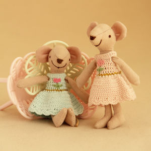 H-13Cm Changeable Mouse with Handmade Crochet Skirt Suitable for Bjd Ob11 Toy House Ornaments Childrens Day Gift Birthday Gift