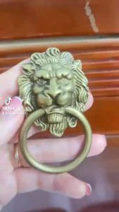 Núm tay quai mặt sư tử đồng thau nguyên chất- hàng cao cấp dày đặc