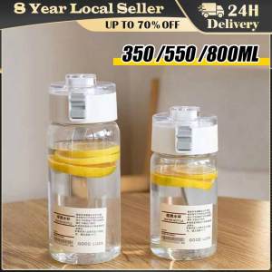 ❤️【Same Day Delivery】 350/550/800ml Water Bottle With Time Scale Portable Transparent Kawaii Water Bottle Sports Water Cup Plastic Handy Cup