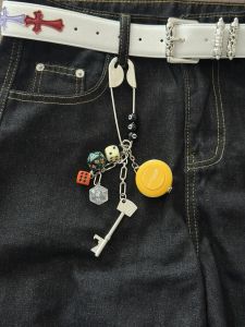 JMTG Original Handmade Metal Pin Multi-Functional Tape Measure Bag Charm Cleanfit Accessory Unique Design Fashionable Keychain