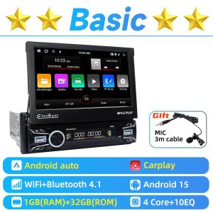 For VW Volkswagen Beetle 1998-2010 7" Telescopic Screen Android 1Din Car Stereo CarPlay GPS Multimedia Radio Autoradio Head Unit