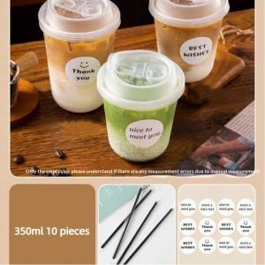 10Pcs U-shaped Coffee Cups with Lids Clear Disposable Design for Milk Tea Convenience