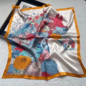 Mulberry Silk CLEAR Floral Clothing Fashion Print Silk 53cm Small Square Towel Fall and Winter All-Matching Graceful Silk Scarf