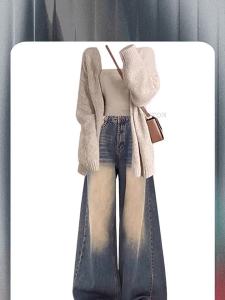 NUMEN BUTTON | Large Size Elegant Knitwear Suit for Spring and Autumn High Waist Slim Fit