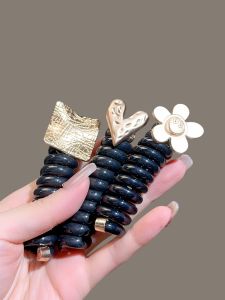 2024 ใหม่ ที่รัดผมทรงสี่เหลี่ยมหัวใจทรงหัวเข็มขัดสายโทรศัพท์ทนทานสำหรับผู้หญิง ที่รัดผมแบบมีแรงยืดหยุ่นสูง ที่รัดผมทรงหางม้า