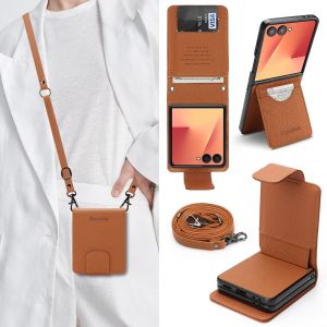 Crossbody Detachable 2-in-1 RFID Blocking Wallet Phone Case for Samsung Galaxy Z Flip 7 FE 6 5 4 3 5G Adjustable Lanyard Cover