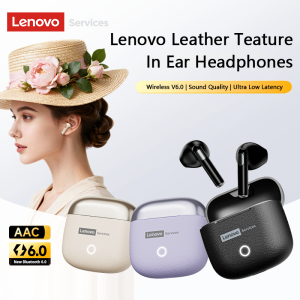 Lenovo | New Lenovo LE220 TWS Bluetooth 6.0 Leather Earphones Ultra-low Latency Wireless In Ear Headphones ENC Noise Reduction Earbuds