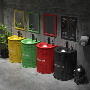 Industrial Style Column Wash Basin Cabinet Bar Commercial Creative Container Floor Wash Basin Stylish Color Sink