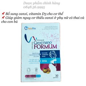 CANXI NANO FORMUM canxi cho bà bầu hộp 30 viên nang - Bổ sung canxi và vitamin D3 giảm nguy cơ thiếu canxi giúp xương răng chắc khoẻ