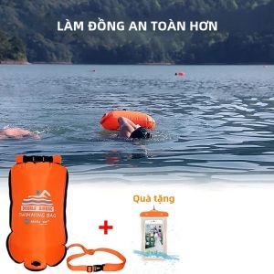 Túi Khô Bơm Hơi Chống Nước 20L Có Túi Đựng Điện Thoại Phao Nổi Kép Túi Khí Kép Và Dây Đeo Hông Dành Cho Các Môn Thể Thao Dưới Nước