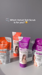 Luxe Organix Niacinamide + Bakuchiol Retinol Velvet Salt Scrub - Whiten & Firming Salt Scrub 300g Remove dead skin cells Achieve a lighter & brighter complexion Even out skin tone Boost hydration for a healthy glow