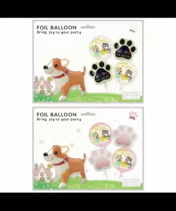5in1 Balloon Set: 3D Corgi Shape Foil Dog Birthday Party Decorations