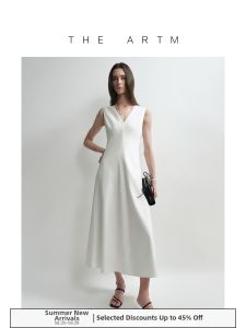 Elegant Flax Stretch V-neck Pin-tuck Cami Dress