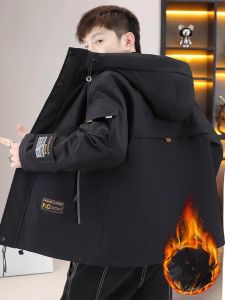 ROMON | Lormen Mens Short Thickened Jacket Autumn Winter Casual Fashionable Warm Polyester Fiber Zipper Decorated Standard Fit Coat