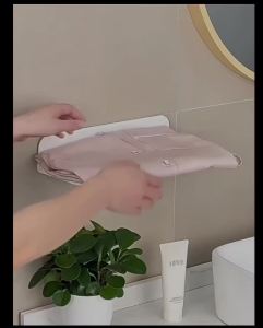 1pc Foldable Wall-mounted Shelf For Bathroom Toilet Kitchen Bedside No Drilling Phone Storage Wifi Router Storage