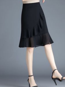 Black Chiffon Mini Skirt Womens High Waist Slim A-Line Fish Tail Skirt Bodycon Summer New Style Harlan Pants Short Skirt