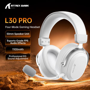 ATTACK SHARK | ATTACK SHARK L30Pro Gaming Headset 2.4GHz Bluetooth 5.3 USB Sound Card and 3.5mm 50mm Drivers 1100mAh Detachable Microphone