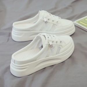 รองเท้าผู้หญิง ผู้หญิง รองเท้าผ้าใบเปิดส้น ด้านข้างระบายอากาศ สดใส สวมง่าย และแต่งต่าง รองเท้าแตะผู้หญิง รูปแบบด้วยสารอาหาร ที่สุดถึง 26 ฝ้าย