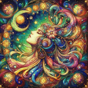 Jigsaw Puzzle 500 1024pcs Abstract Woman Portrait With Moon For Adults Home Decor Holiday Gift Brain Teaser Relaxing Hobby