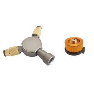 ตัวแยกถังแก๊สกลางแจ้งแบบสองทาง อะแดปเตอร์เตาแก๊สสำหรับตั้งแคมป์ ตัวเชื่อมต่อแบบสามทางสำหรับแก๊ส 2 ทาง สำหรับตั้งแคมป์ เดินป่า อุปกรณ์ทำอาหาร