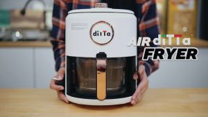 DITTA Air Fryers 1200W 4.5L Home Panoramic 360° Visual Window & 360°Hot Air Multi-functional Intelligent Air Fryers