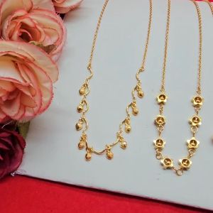 สร้อยคอทองห้อยจี้ ยาว 16 นิ้ว ชุบทอง ทองไมครอน รูปแบบทองเหลือง ใช้เครื่องมือและสาลม่า น้ำได้ทุกๆ คุณภาพดีและยืดหยุ่นได้