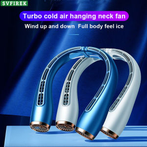 Turbo Cold Air Hanging Neck Fan Lazy Outdoor Dual Cooling Fan Refrigeration Bladeless Hanging Neck Electric Fanner Sport USB Fanner Refrigeration Air Conditioner