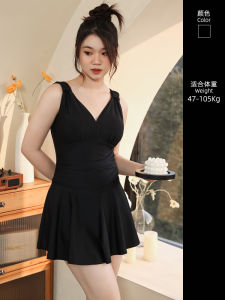plus Size Ladies Swimsuit Conservatism Style Cover Belly Slimming Dress Type Swimwear Beach Hot Spring Casual One Piece Swimsuit