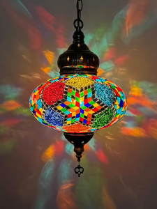 Big Size Mediterranean Design Turkish Mosaic Pendant Lamp Handmade Colorful Glass Sconces Hotel LED Ceiling Hanging Light
