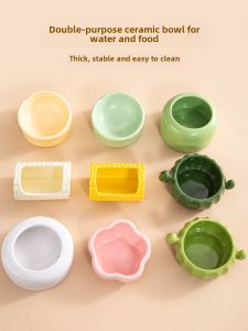 Ceramic Bird Feeder Parrot Food Basin Anti-splash Feeding Tray Pekin Duck Peony Food Dish for Pet Birds Tiger Skin Pattern