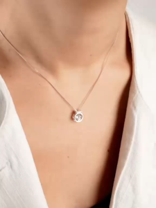 MINIMALIST LAB 925 Sterling Silver Orianna Heartbeat Dancing Diamond Necklace Rantai CZ
