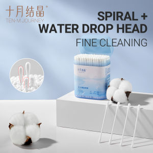 TEN-M JOURNEY Tăm Bông Trẻ Em Cho Trẻ Sơ Sinh & Trẻ Nhỏ 200 Cây Đầu Mềm Kép Làm Sạch Tai Mũi An Toàn Không Dị Ứng Chất Liệu Bông Mềm Mịn