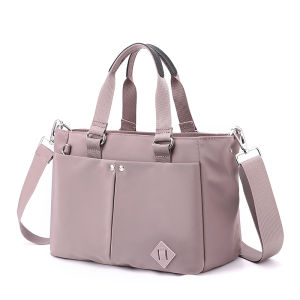 Pink Oxford Large Capacity Waterproof Nylon Shoulder Crossbody Bag Simple Lightweight Handbag for Women Casual Style Tote Bag